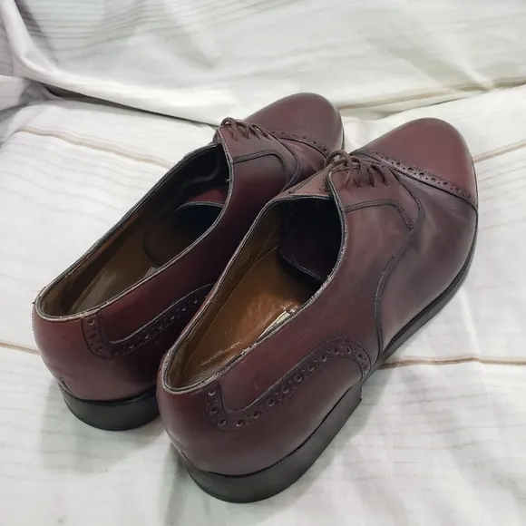 Bruno Magli Ruben Cap Toe Oxford Shoes Mens 11.5 Burgandy Mahogany Leather Lace