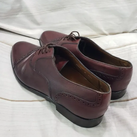 Bruno Magli Ruben Cap Toe Oxford Shoes Mens 11.5 Burgandy Mahogany Leather Lace
