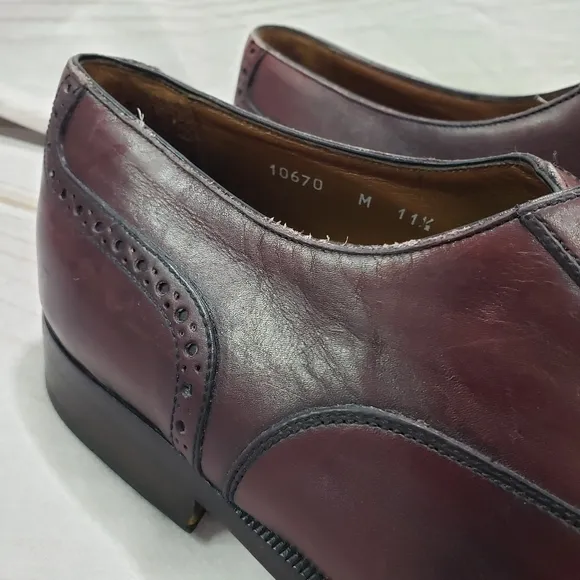 Bruno Magli Ruben Cap Toe Oxford Shoes Mens 11.5 Burgandy Mahogany Leather Lace