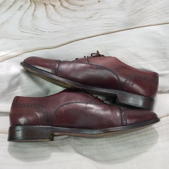 Bruno Magli Ruben Cap Toe Oxford Shoes Mens 11.5 Burgandy Mahogany Leather Lace