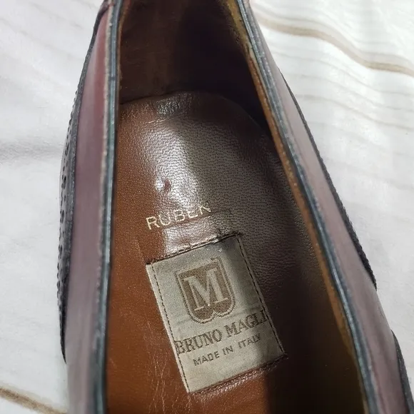 Bruno Magli Ruben Cap Toe Oxford Shoes Mens 11.5 Burgandy Mahogany Leather Lace