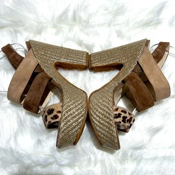 Brunomagli Leopard Calf Fur Platform Heels Size 37/6-6.5US.  B83