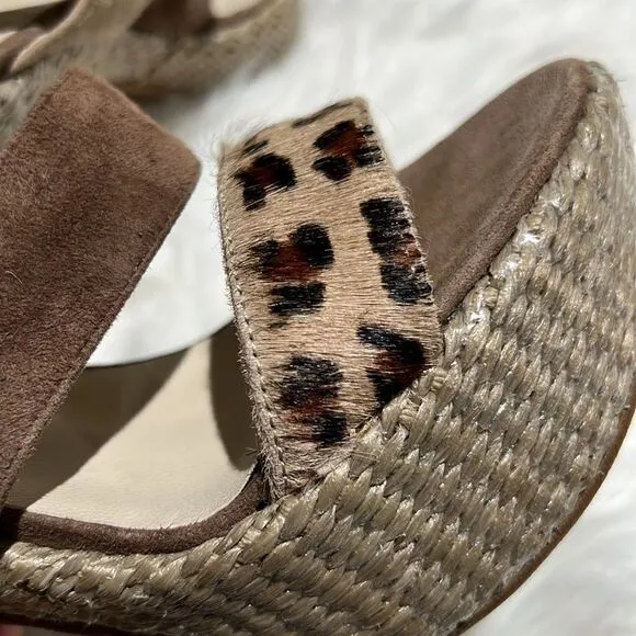 Brunomagli Leopard Calf Fur Platform Heels Size 37/6-6.5US.  B83