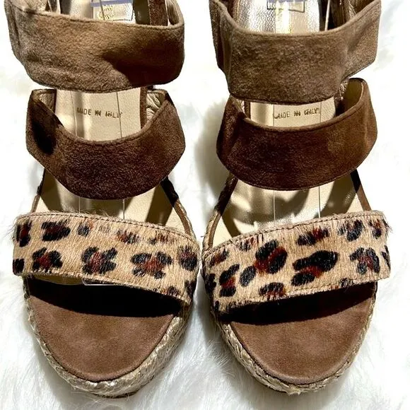 Brunomagli Leopard Calf Fur Platform Heels Size 37/6-6.5US.  B83