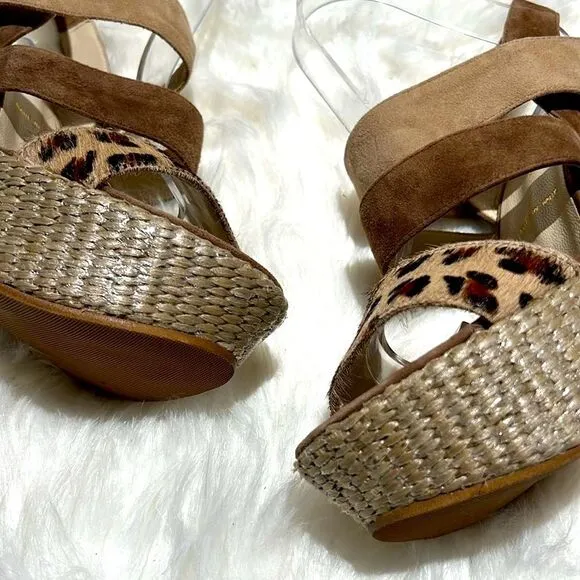 Brunomagli Leopard Calf Fur Platform Heels Size 37/6-6.5US.  B83