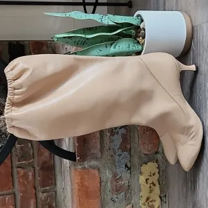 Cacharel Womens Leather Slouch Kitten Healed Chic Boho Boots Tan Size 37.5/7-7.5