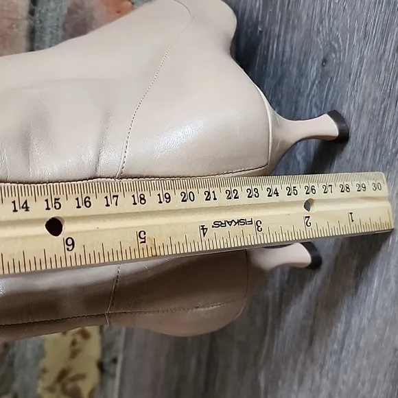Cacharel Womens Leather Slouch Kitten Healed Chic Boho Boots Tan Size 37.5/7-7.5