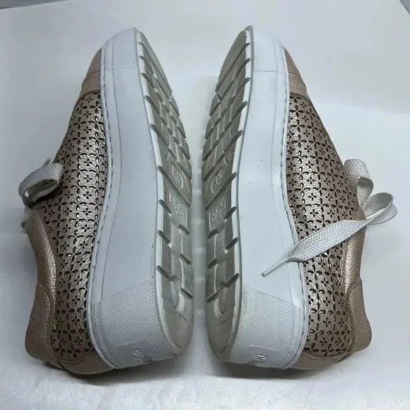 Callaghan Platform Sneakers Lace Up Shoes Laser Cut Floral Rose Gold Size 40 10