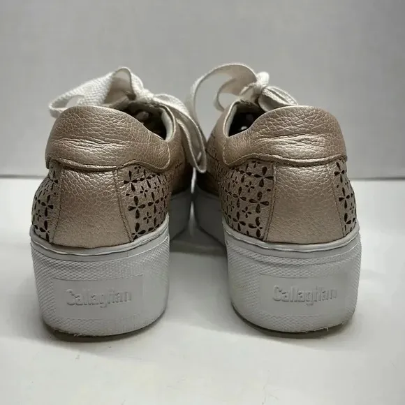 Callaghan Platform Sneakers Lace Up Shoes Laser Cut Floral Rose Gold Size 40 10