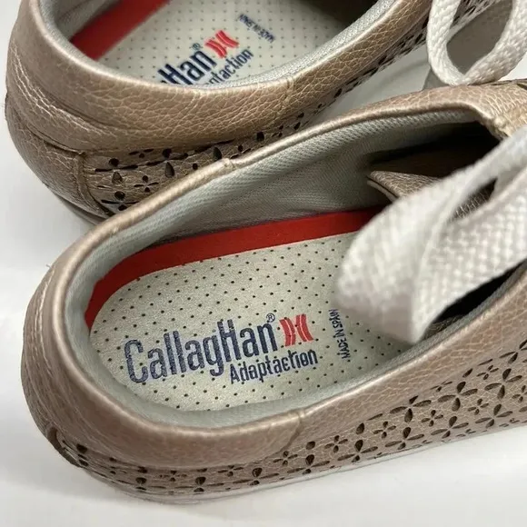 Callaghan Platform Sneakers Lace Up Shoes Laser Cut Floral Rose Gold Size 40 10