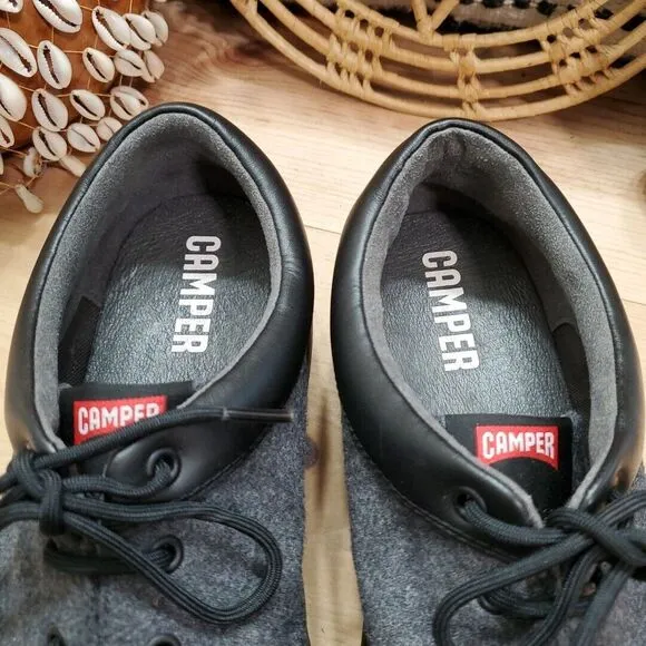 Camper Mens 13/46 RUNNER UP '80s Silhouette Oxfords Lace Up Leather Textile Gray