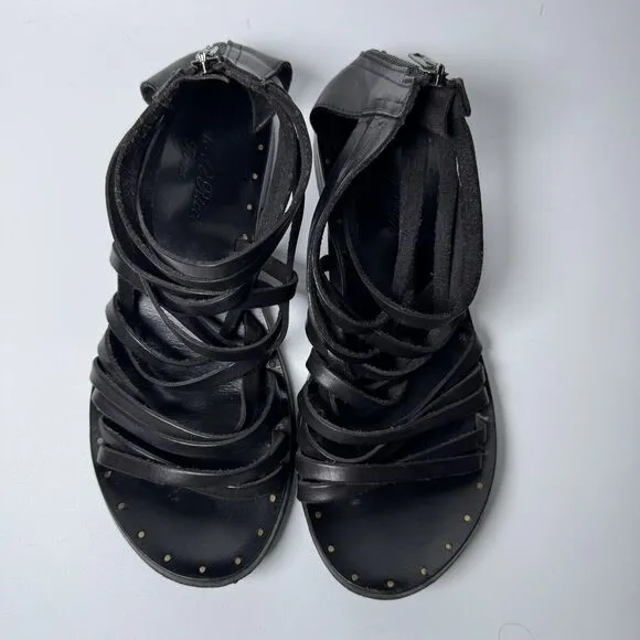 Canto de’ Ricci Leather Sandals Womens 39 Black Strappy Boho Preppy Goblin Chic