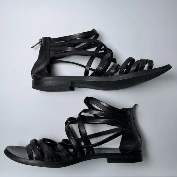 Canto de’ Ricci Leather Sandals Womens 39 Black Strappy Boho Preppy Goblin Chic