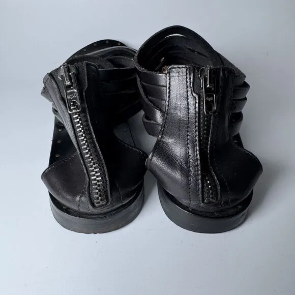 Canto de’ Ricci Leather Sandals Womens 39 Black Strappy Boho Preppy Goblin Chic