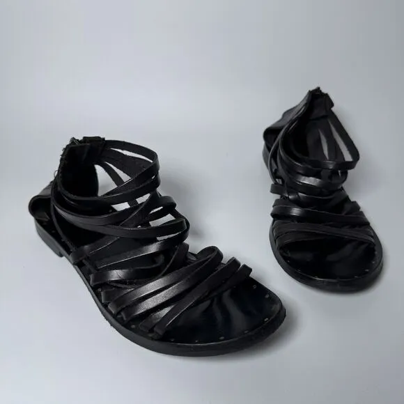 Canto de’ Ricci Leather Sandals Womens 39 Black Strappy Boho Preppy Goblin Chic