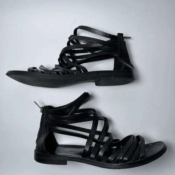 Canto de’ Ricci Leather Sandals Womens 39 Black Strappy Boho Preppy Goblin Chic