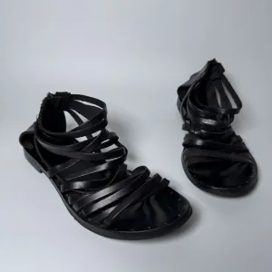 Canto de’ Ricci Leather Sandals Womens 39 Black Strappy Boho Preppy Goblin Chic