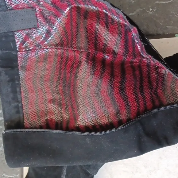 Carlos Falchi 8 Vintage 90s Suede Retro Stripe Supermodel Chic Knee High Boots