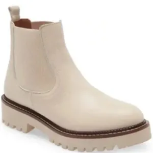 CASLON Miller Leather Chelsea Boot Lug Sole Water Resistant | Women's 13 | Cream