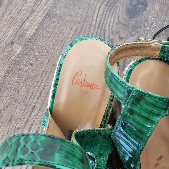 Castaner Green Wedge Sandals