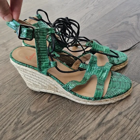 Castaner Green Wedge Sandals
