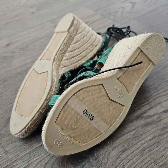 Castaner Green Wedge Sandals