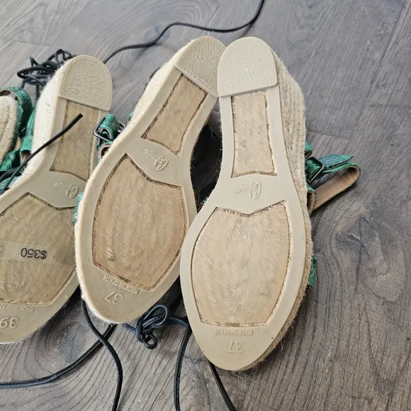 Castaner Green Wedge Sandals
