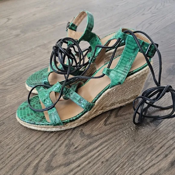Castaner Green Wedge Sandals
