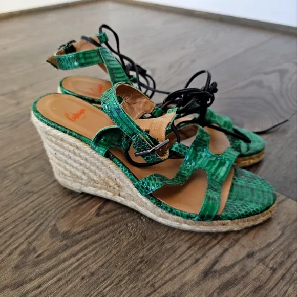 Castaner Green Wedge Sandals