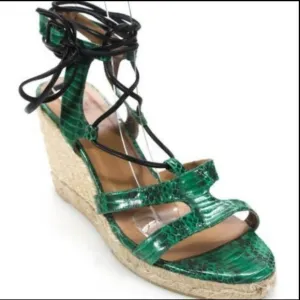 Castaner Green Wedge Sandals