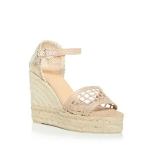 CASTANER Womens Beige 1-1/2&quot; Platform Caged Bari Wedge Espadrille Shoes 37