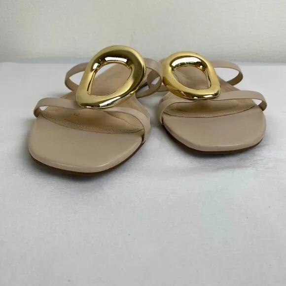 Cecelia NY Melissa Sandals Size 9.5 Nude Gold Metal Flat Leather Anthropologie