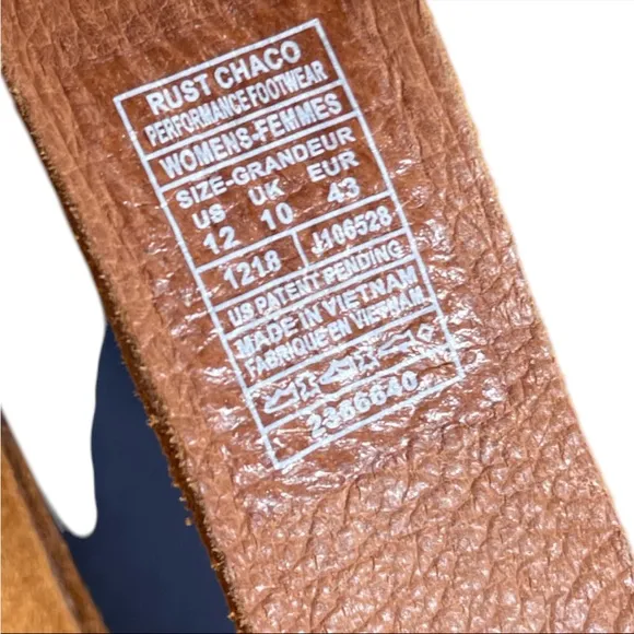 Chaco Wayfarer Rust Brown Leather Criss Cross Sling Back Sandal women’s Size 12