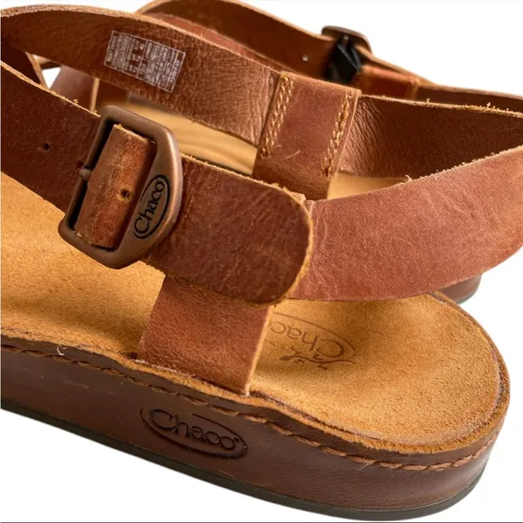 Chaco Wayfarer Rust Brown Leather Criss Cross Sling Back Sandal women’s Size 12