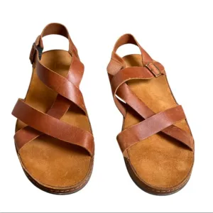 Chaco Wayfarer Rust Brown Leather Criss Cross Sling Back Sandal women’s Size 12