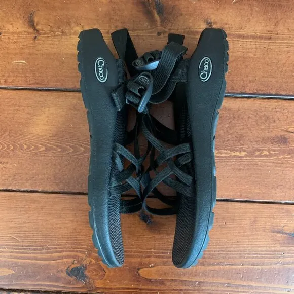 Chaco ZX/1 Cloud Black Dual Adjustable Straps Women's Cushioned Sandals Size 10