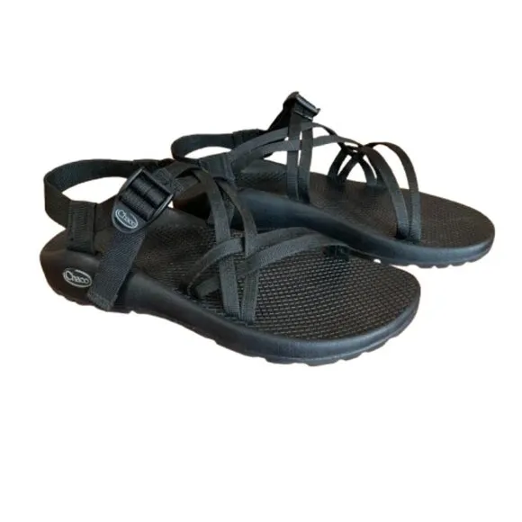 Chaco ZX/1 Cloud Black Dual Adjustable Straps Women's Cushioned Sandals Size 10