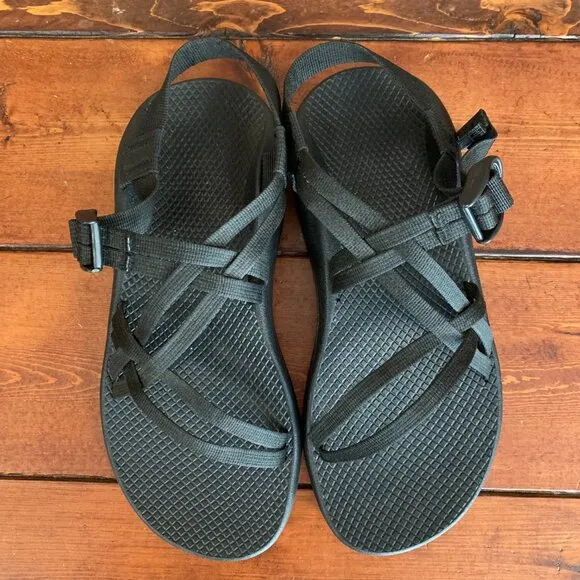 Chaco ZX/1 Cloud Black Dual Adjustable Straps Women's Cushioned Sandals Size 10