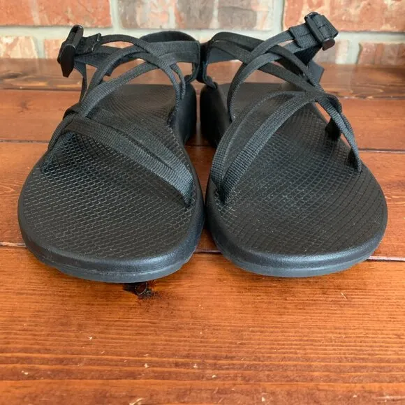 Chaco ZX/1 Cloud Black Dual Adjustable Straps Women's Cushioned Sandals Size 10