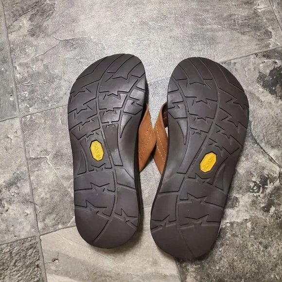 Chaco Classic Brown Leather Flip Flop Thong Sandals Men's 8