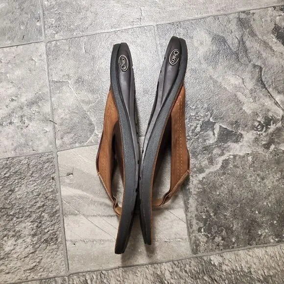 Chaco Classic Brown Leather Flip Flop Thong Sandals Men's 8