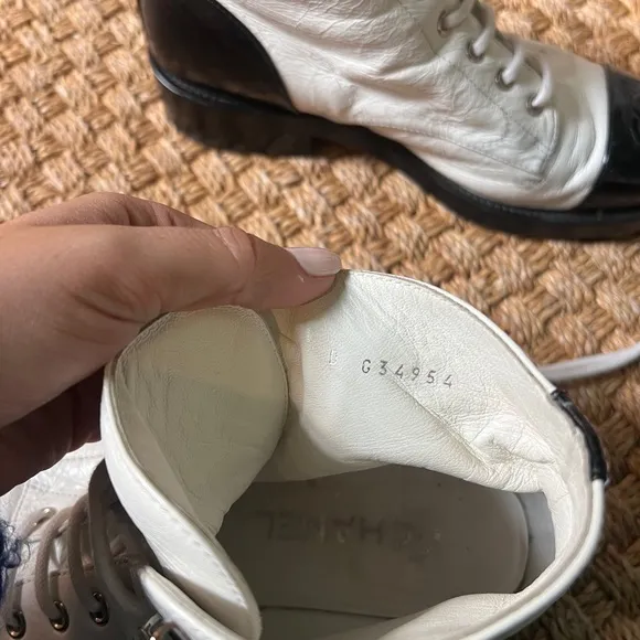 Chanel White and Black Women's Boots