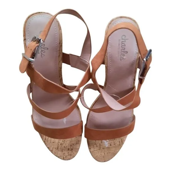 Charles David Brown Cork Platform Sandals