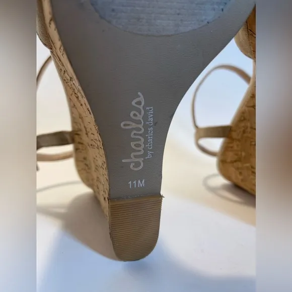 Charles David Lambert Cork Platform Wedge in Nude Size 11M
