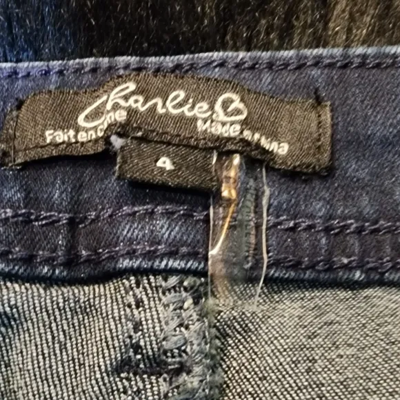 CHARLIE B Boho Dark Wash Freyed Hem Denim Jeans Women's Size 4