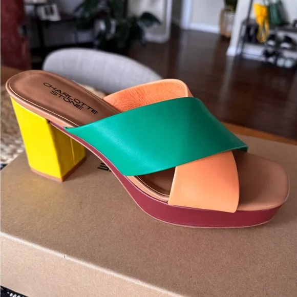 Charlotte Stone Sylvia Leather Platform Heel in Kingston size 10 fits like 9.5
