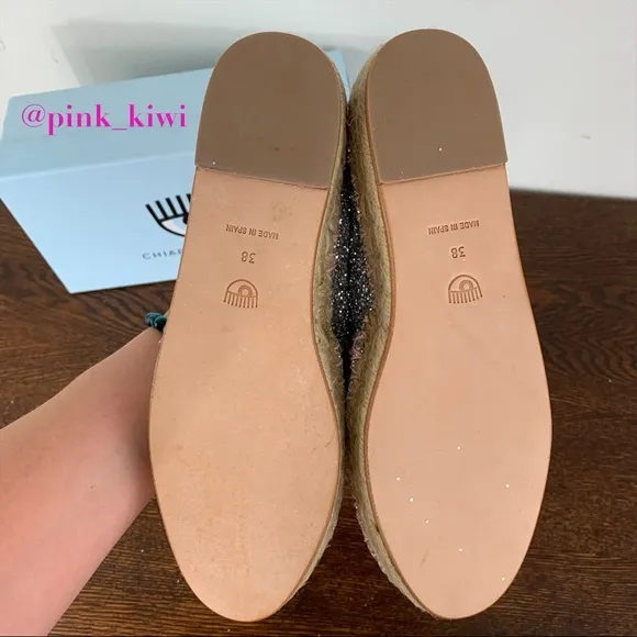 Chiara Ferragni Contrast Stitching Glitter Espadrille