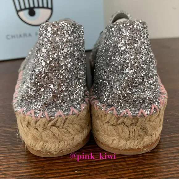 Chiara Ferragni Contrast Stitching Glitter Espadrille