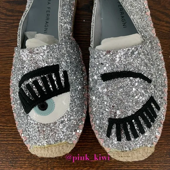 Chiara Ferragni Contrast Stitching Glitter Espadrille