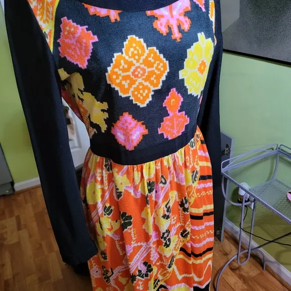 Chic Saks Fifth Avenue 1960's Ikat Print Maxi Dress